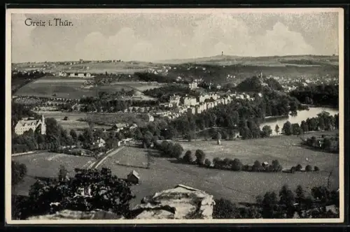 AK Greiz i. Thür., Panoramaansicht des Ortes