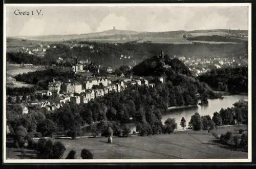 AK Greiz i. V., Ortsansicht mit Parkanlagen