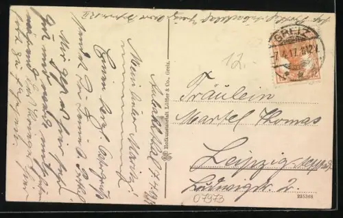 AK Greiz i. W., Heinrichsbrücke u. Fürstl. oberes Schloss