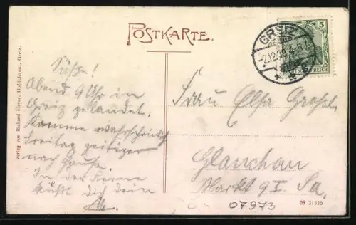 AK Greiz, Ortsansicht aus der Vogelschau