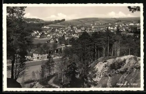 AK Berga a. d. Elster, Ortsansicht aus der Vogelschau