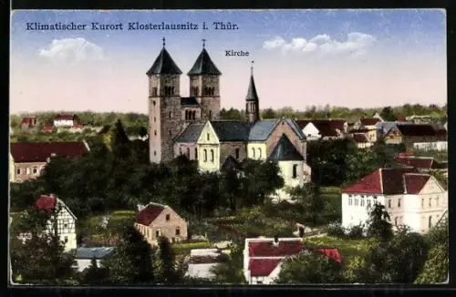 AK Klosterlausnitz i. Thür., Ortsansicht mit Kirche