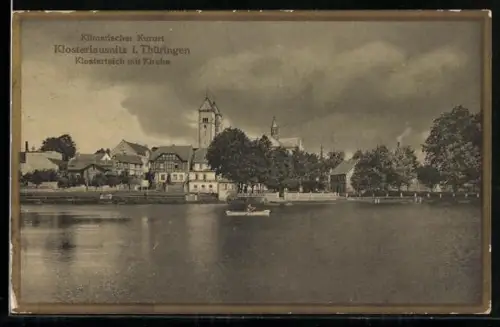 AK Klosterlausnitz i. Thüringen, Klosterteich mit Kirche