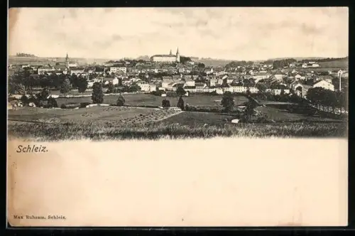 AK Schleiz, Ortspanorama aus der Ferne
