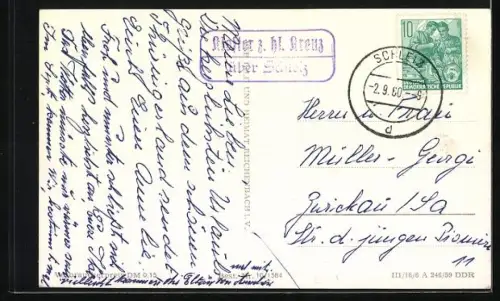 AK Gräfenwarth /Thür., Blick zur Kirche, Partie am See