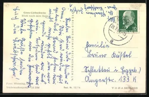 AK Gera-Liebschwitz, Blick nach dem Hain