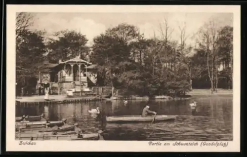 AK Zwickau, Gondelplatz am Schwanteich