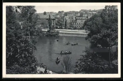 AK Aue i. Erzgebirge, Gondelanlage im Stadtgarten