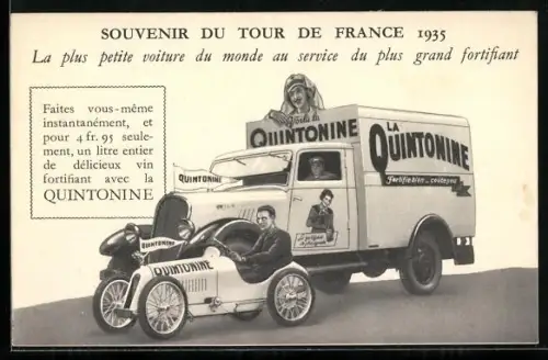 AK Souvenir du Tour de France 1935, Auto und Lastkraftwagen, La Quintonine