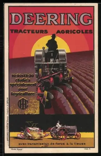 AK Deering Tracteurs Agricoles, Reklame für Traktoren