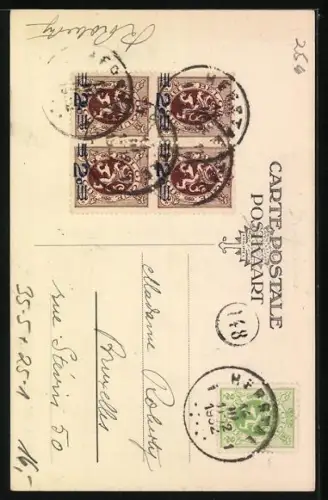 Künstler-AK Reklame Auto-Batterie Tudor, Mann in seinem Auto sitzend