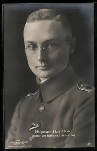 Foto-AK Sanke Nr. 599, Hauptmann Hans Hesse welcher von Berlin nach Mossul flog
