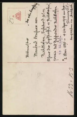 AK Sanke Nr. 533: Rittmeister Manfred Frhr. von Richthofen in Uniform