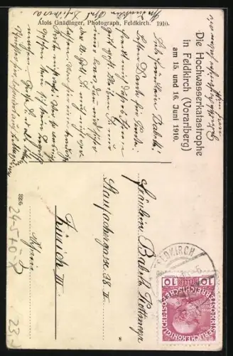 AK Feldkirch /Vorarlberg, Hochwasser 1910, Schmiedgasse beim höchsten Wasserstand