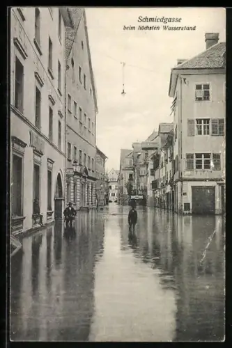 AK Feldkirch, Hochwasserkatastrophe in der Schmiedgasse, 1910