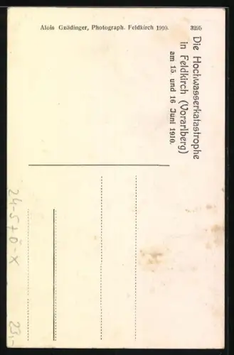 AK Feldkirch, Hochwasserkatastrophe in der Schmiedgasse, 1910