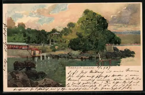 Künstler-AK Raoul Frank: Abbazia, Partie im Seebad