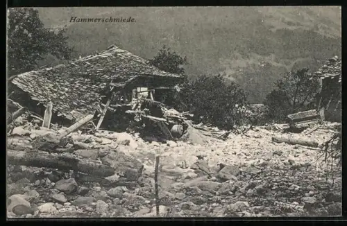 AK Vandans i. Montafon, Hammerschmiede, Hochwasser 1910