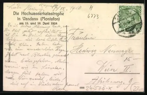 AK Vandans i. Montafon, Hammerschmiede, Hochwasser 1910