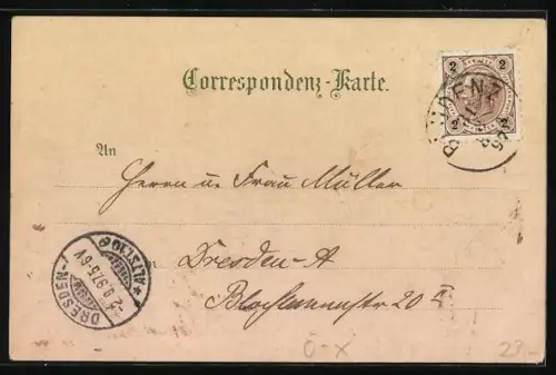 Lithographie Brand, Gasthof u. Pension z. Scesaplana, Inh. S. Kegele, Douglasshütte mit Lünersee