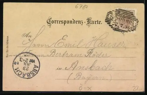 Lithographie Schruns, Ortsansicht aus der Vogelschau