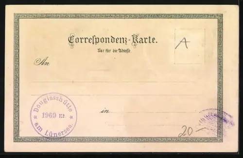 Lithographie Lünersee, Gasthof und Pension Scesaplana von S. Kegele