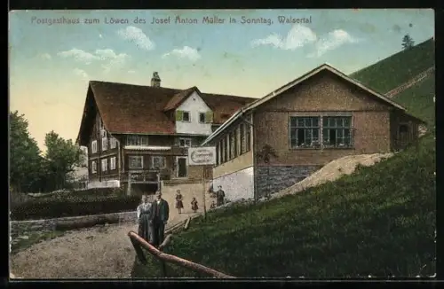 AK Sonntag /Walsertal, Postgasthaus zum Löwen mit Nebengebäude und Zufahrt