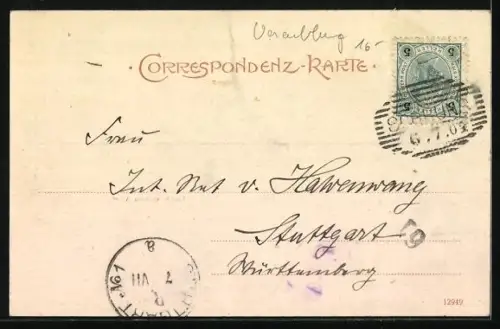 AK Schruns, Gasthaus zum Adler, Kirche auf dem Bartolomäberg