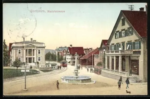 AK Dornbirn, Marktstrasse mit Strassenbahn