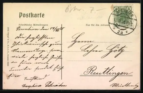 AK Dornbirn, Marktstrasse mit Strassenbahn