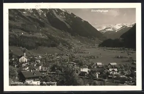 AK Schruns im Montafon, Panorama mit Silvrettagruppe