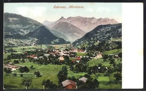 AK Schruns /Montavon, Ortsansicht aus der Vogelschau