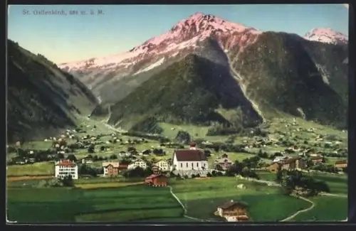 AK St. Gallenkirch, Ortsansicht gegen die Berge