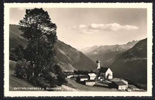 AK Bartholomäberg, Ortsansicht gegen Silvretta