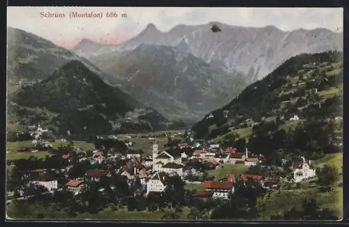 AK Schruns, Gesamtansicht mit umliegenden Bergen