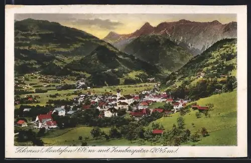 AK Schruns, Ortsansicht mit Zimbaspitze