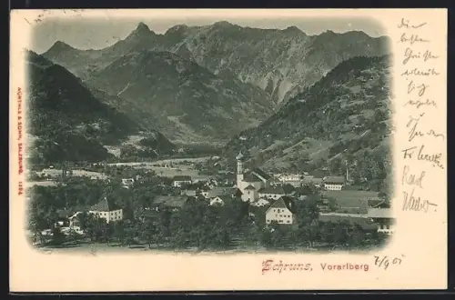 AK Schruns /Vorarlberg, Ortsansicht mit Blick zur Kirche