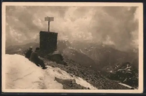 AK Scesaplana /Vorarlberg, Zwei Männer auf dem Gipfel