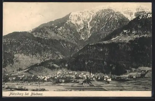 AK Nüziders bei Bludenz, Blick auf den Ort gegen die Berge