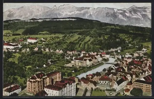 AK Feldkirch, Teilansicht mit den Schweizer Bergen