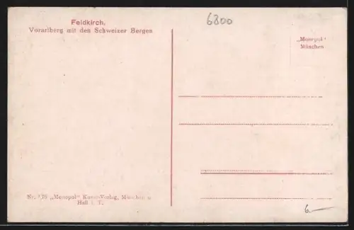 AK Feldkirch, Teilansicht mit den Schweizer Bergen