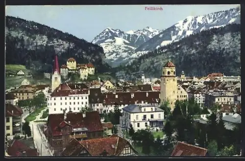 AK Feldkirch, Teilansicht der Stadt aus der Vogelschau
