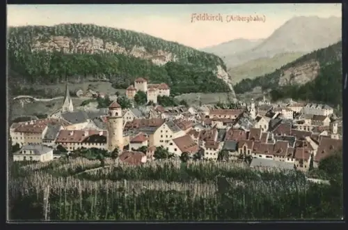 AK Feldkirch /Arlbergbahn, Blick auf den Ort