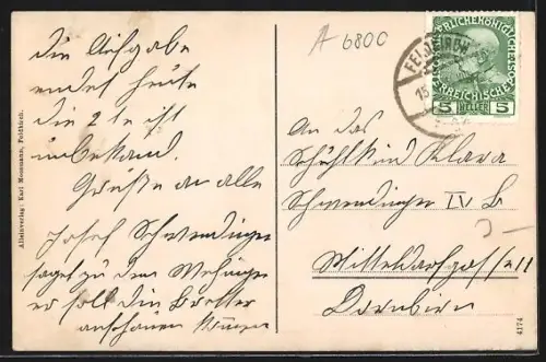 AK Feldkirch, Ortsansicht mit Gurtisspitze