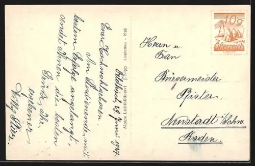 AK Feldkirch, Ortsansicht aus der Vogelschau mit Katzenturm und Schattenburg