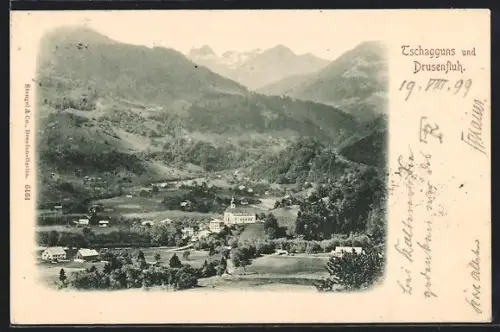 AK Tschagguns, Ort mit Drusenfluh