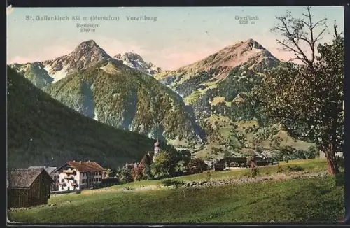 AK St. Gallenkirch, Blick zum Ort von weitem