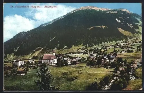 AK St. Gallenkirch, Ort mit Berg