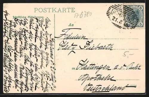 AK Schruns, Ortsansicht mit Kirche von oben