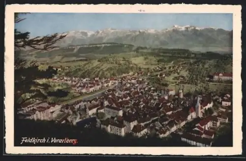 AK Feldkirch i. Vorarlberg, Ortsansicht vom Berghang aus